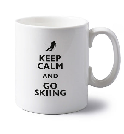 Keep calm and go skiing left handed white ceramic mug 