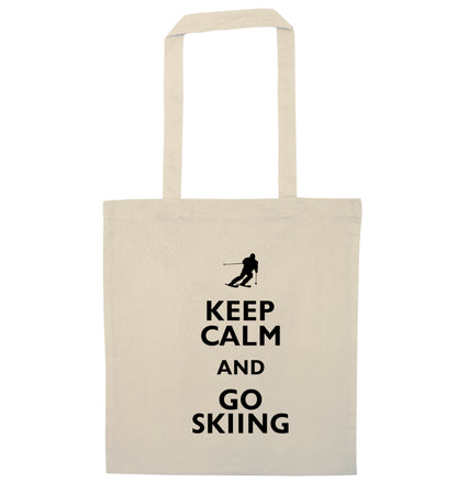 Keep calm and go skiing natural tote bag