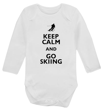 Keep calm and go skiing Baby Vest long sleeved white 6-12 months