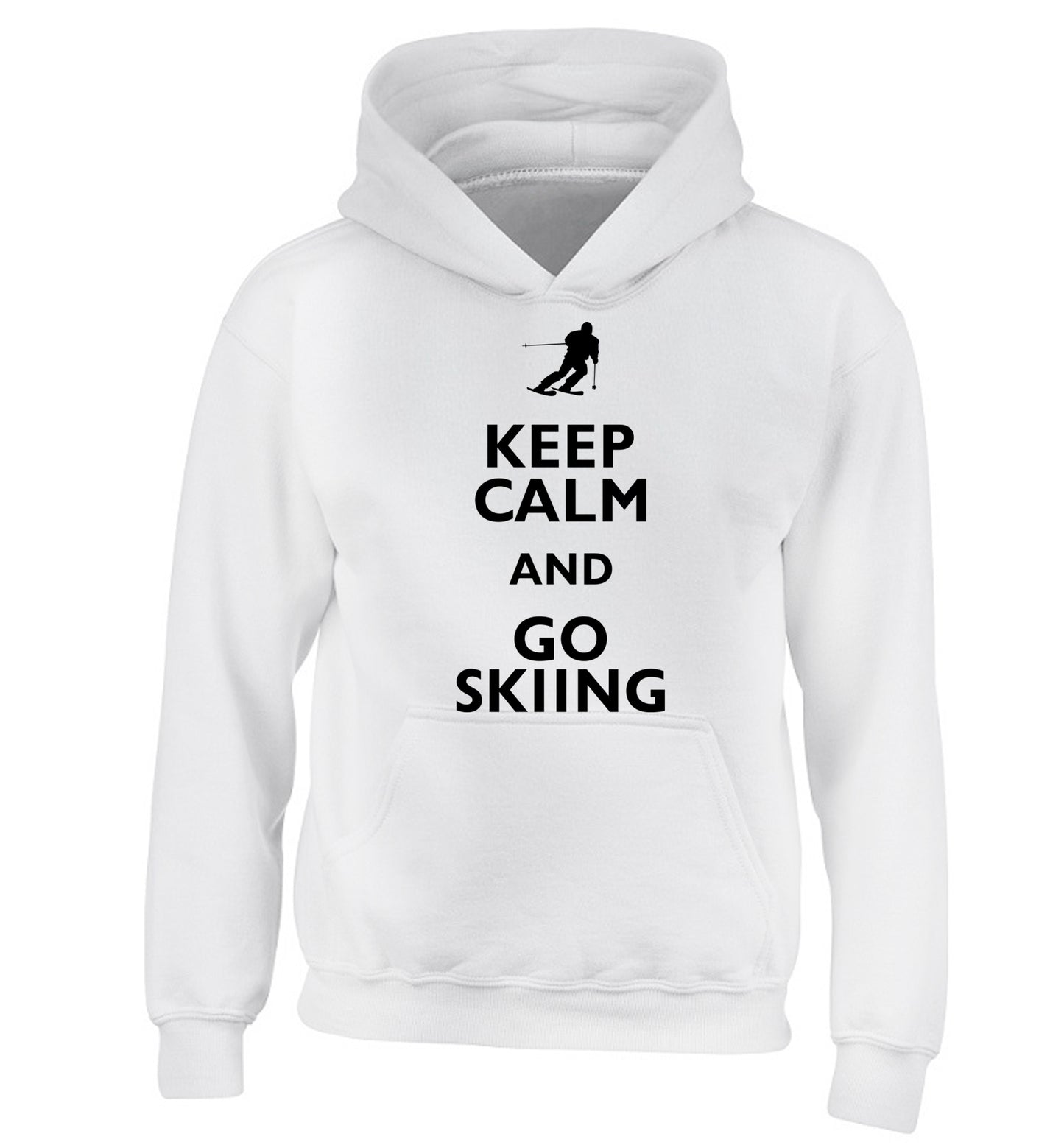 Keep calm and go skiing children's white hoodie 12-14 Years