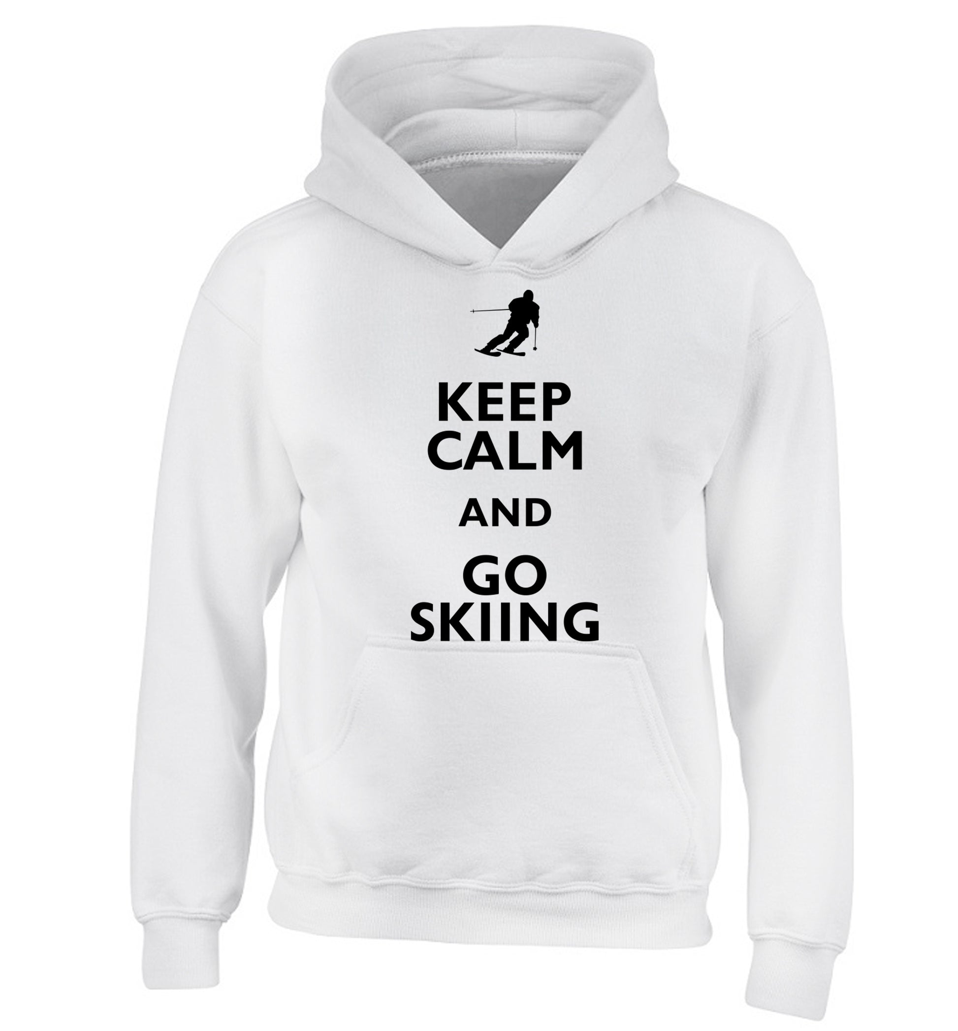 Keep calm and go skiing children's white hoodie 12-14 Years