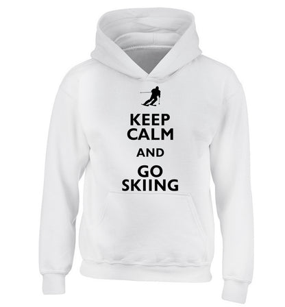 Keep calm and go skiing children's white hoodie 12-14 Years