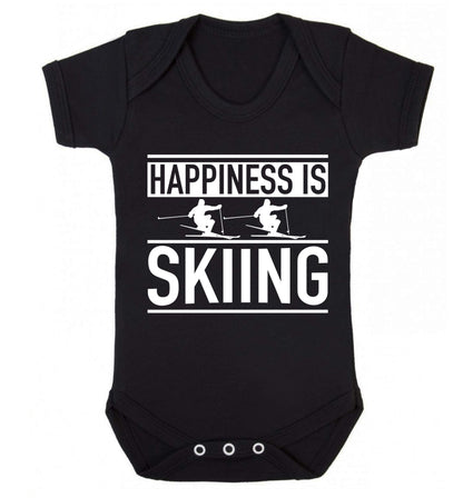 Happiness is skiing Baby Vest black 18-24 months