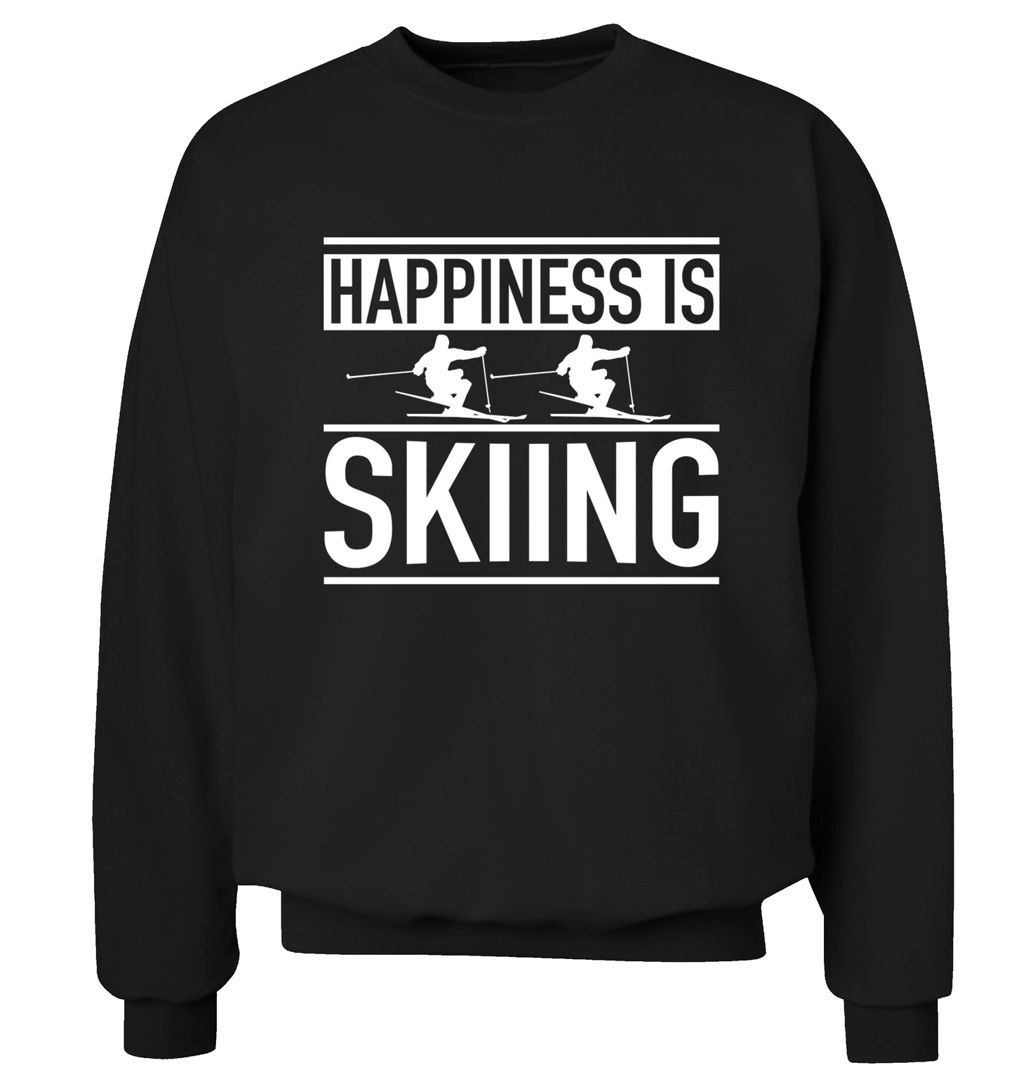 Happiness is skiing Adult's unisexblack Sweater 2XL