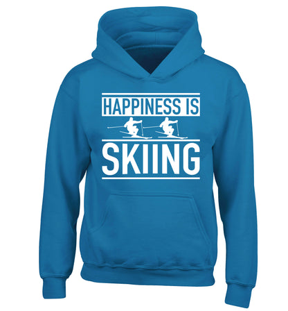 Happiness is skiing children's blue hoodie 12-14 Years