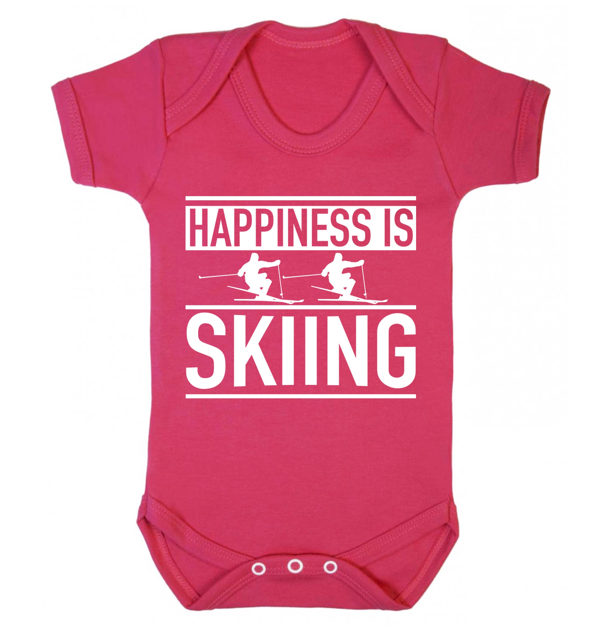 Happiness is skiing Baby Vest dark pink 18-24 months