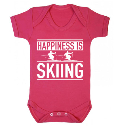 Happiness is skiing Baby Vest dark pink 18-24 months