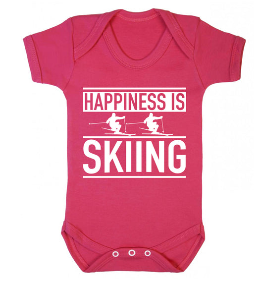 Happiness is skiing Baby Vest dark pink 18-24 months