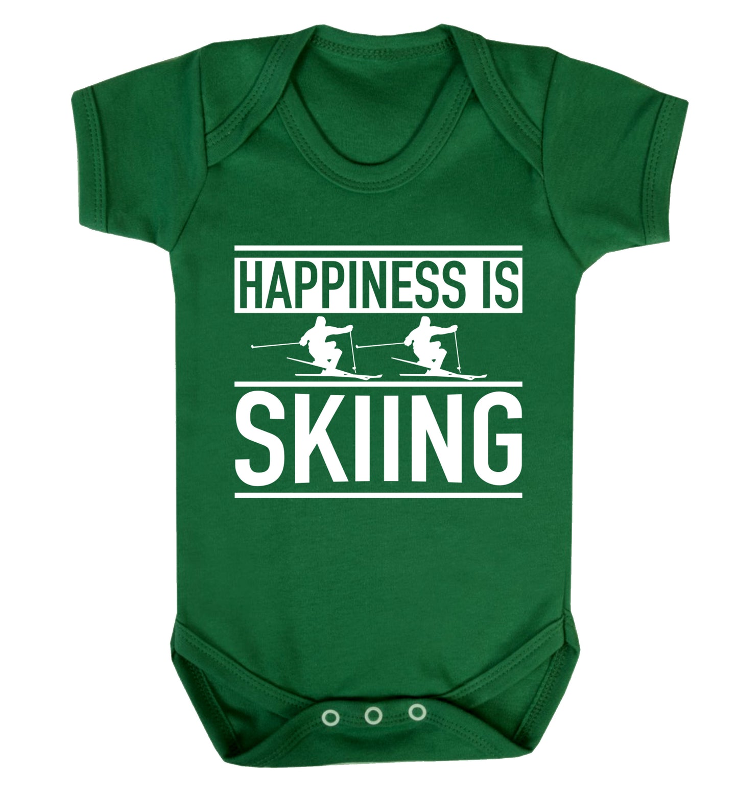 Happiness is skiing Baby Vest green 18-24 months