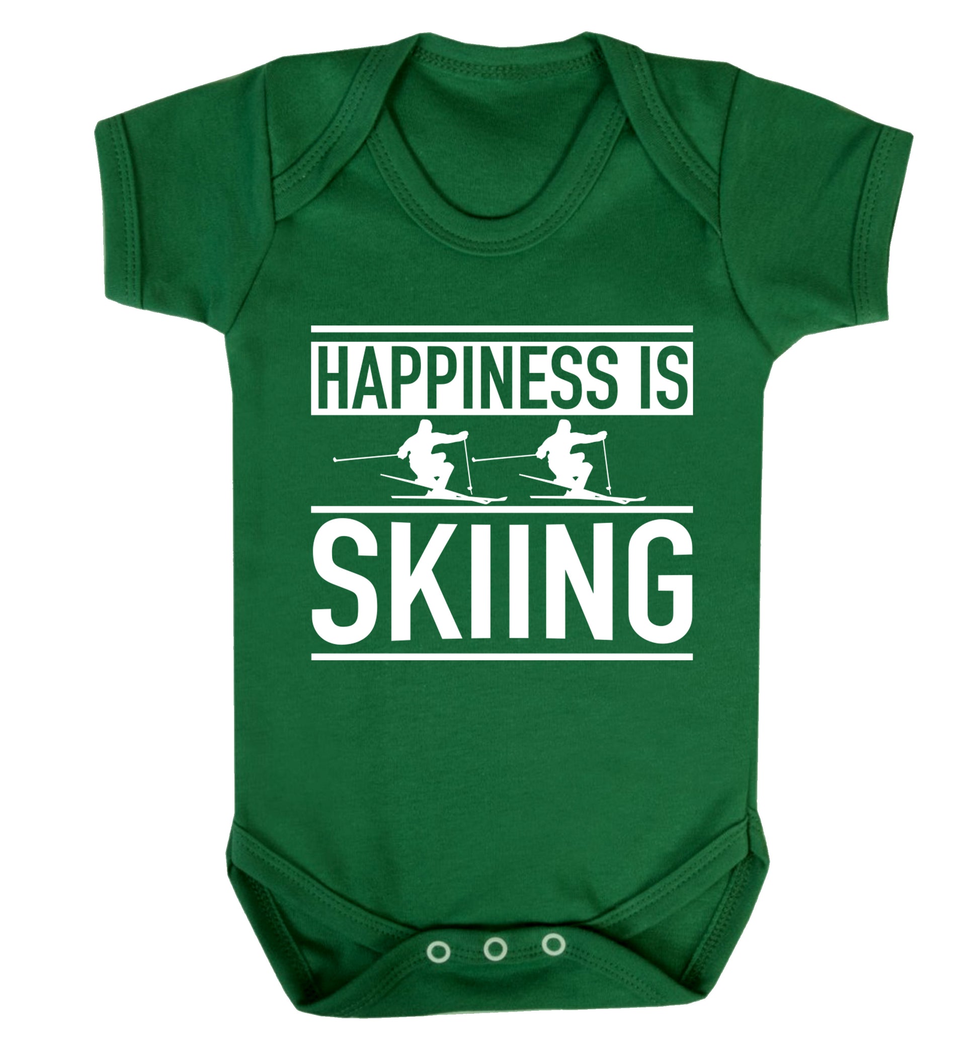 Happiness is skiing Baby Vest green 18-24 months