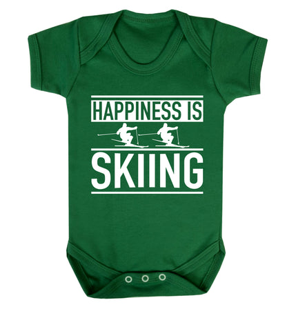 Happiness is skiing Baby Vest green 18-24 months