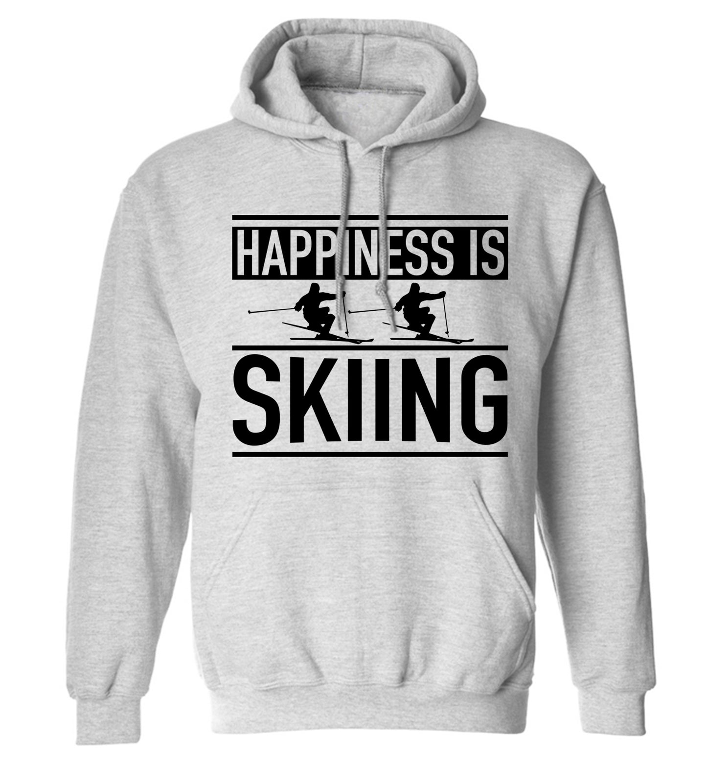 Happiness is skiing adults unisexgrey hoodie 2XL