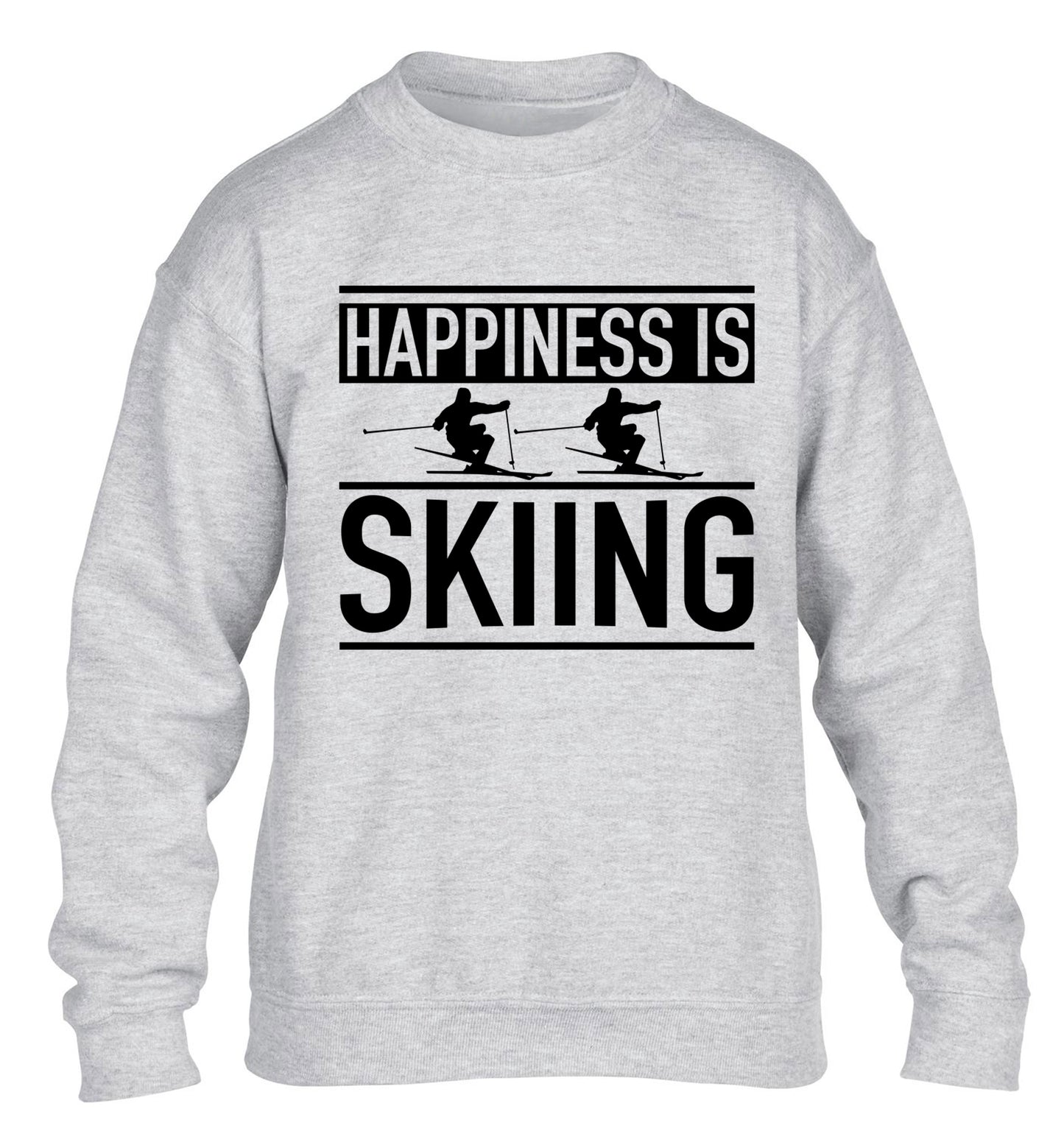 Happiness is skiing children's grey sweater 12-14 Years