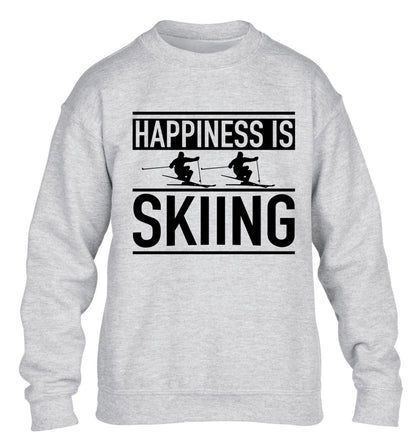 Happiness is skiing children's grey sweater 12-14 Years