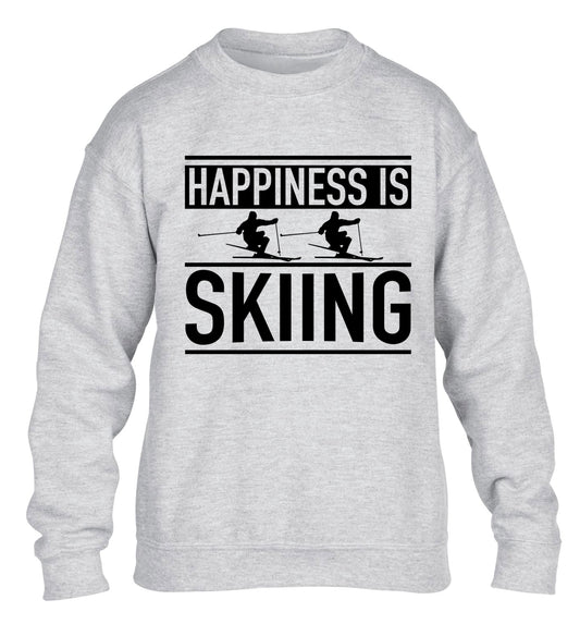 Happiness is skiing children's grey sweater 12-14 Years
