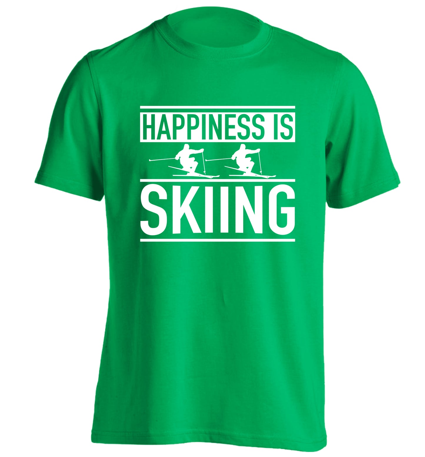 Happiness is skiing adults unisexgreen Tshirt 2XL