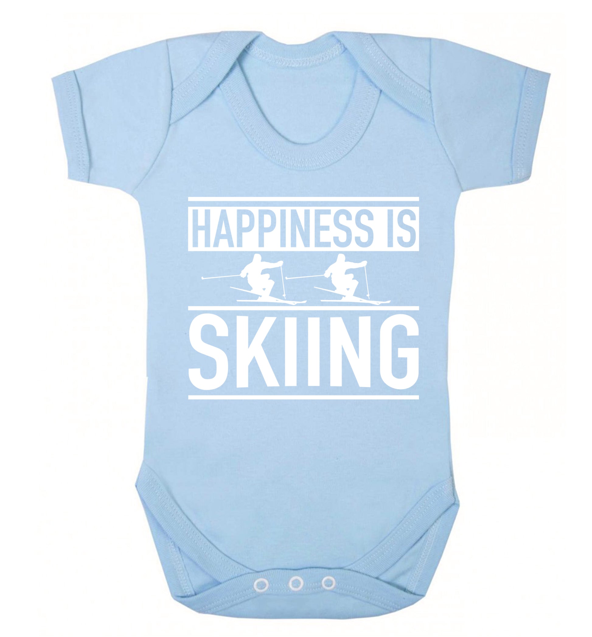 Happiness is skiing Baby Vest pale blue 18-24 months