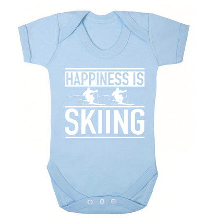 Happiness is skiing Baby Vest pale blue 18-24 months