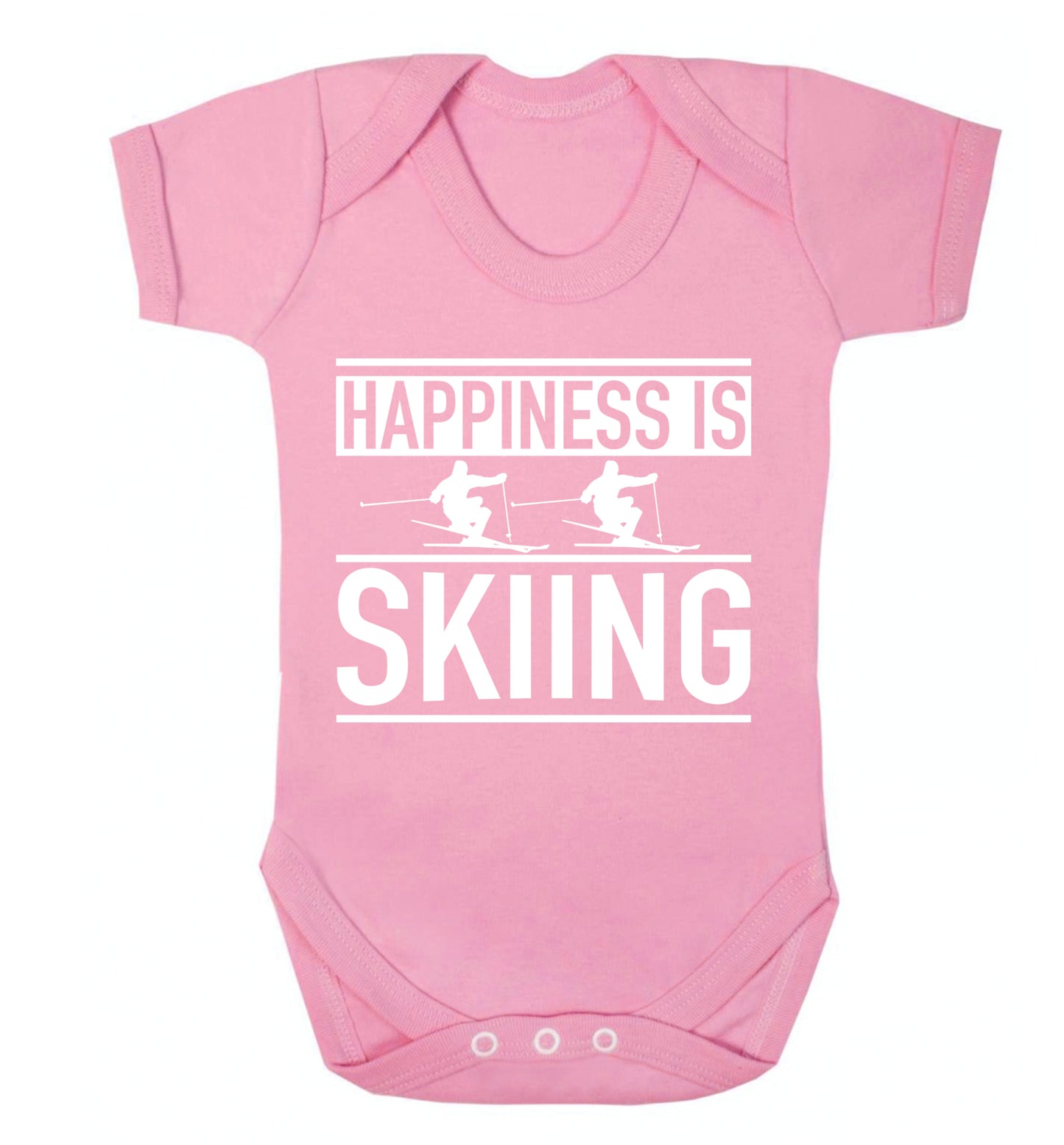 Happiness is skiing Baby Vest pale pink 18-24 months