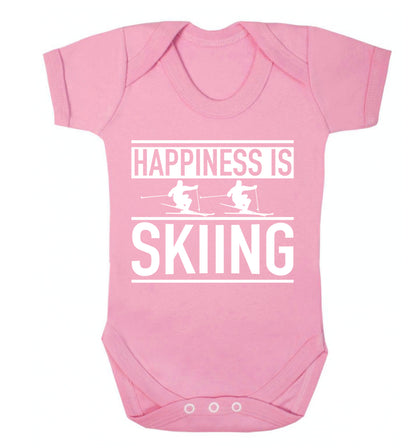 Happiness is skiing Baby Vest pale pink 18-24 months