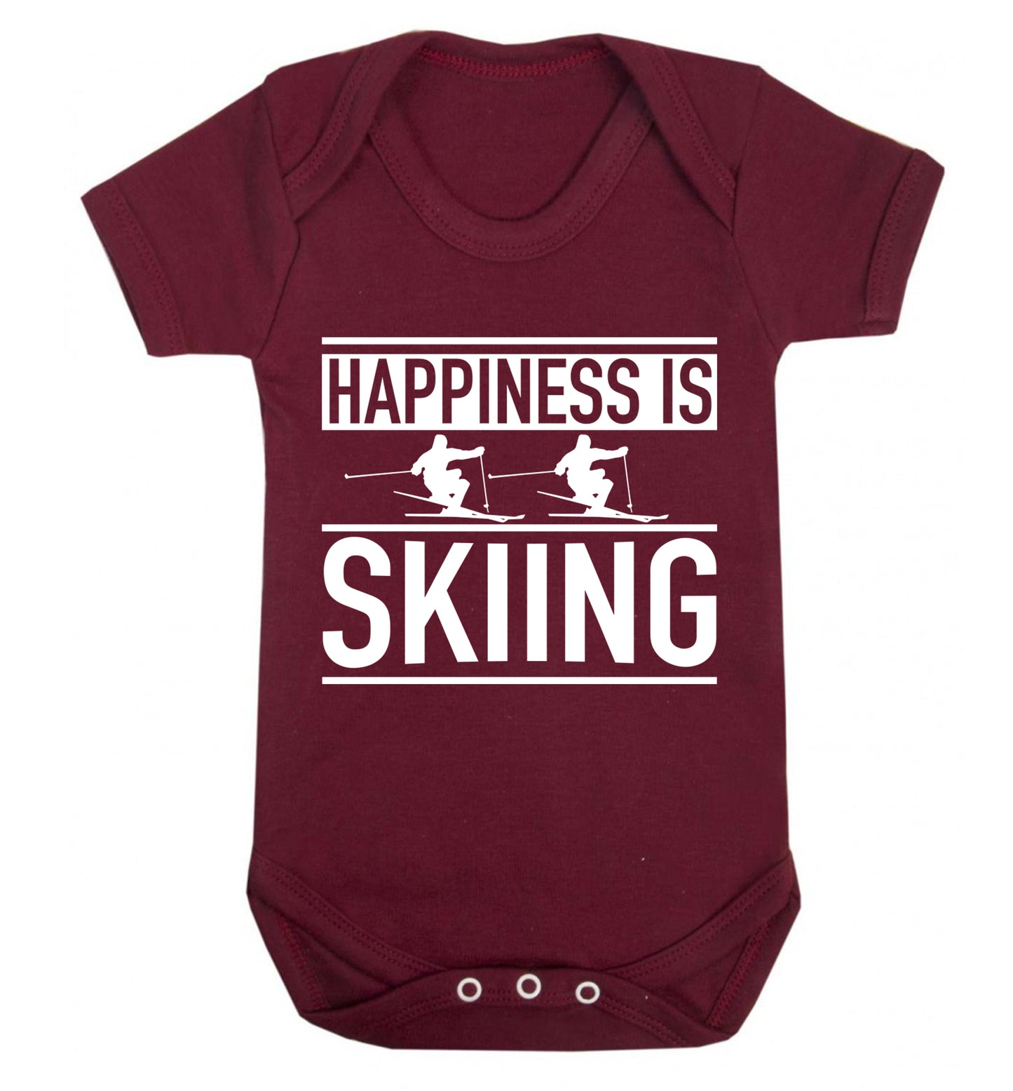 Happiness is skiing Baby Vest maroon 18-24 months
