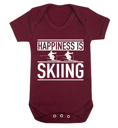 Happiness is skiing Baby Vest maroon 18-24 months