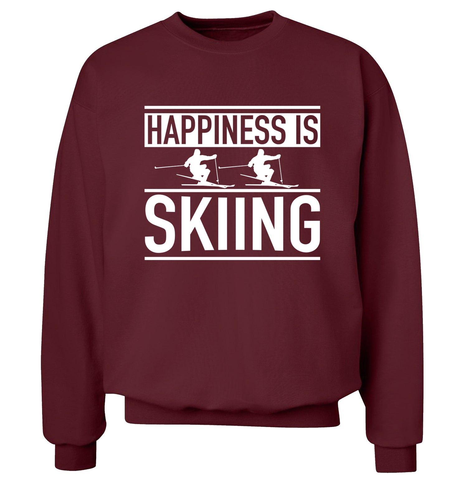 Happiness is skiing Adult's unisexmaroon Sweater 2XL