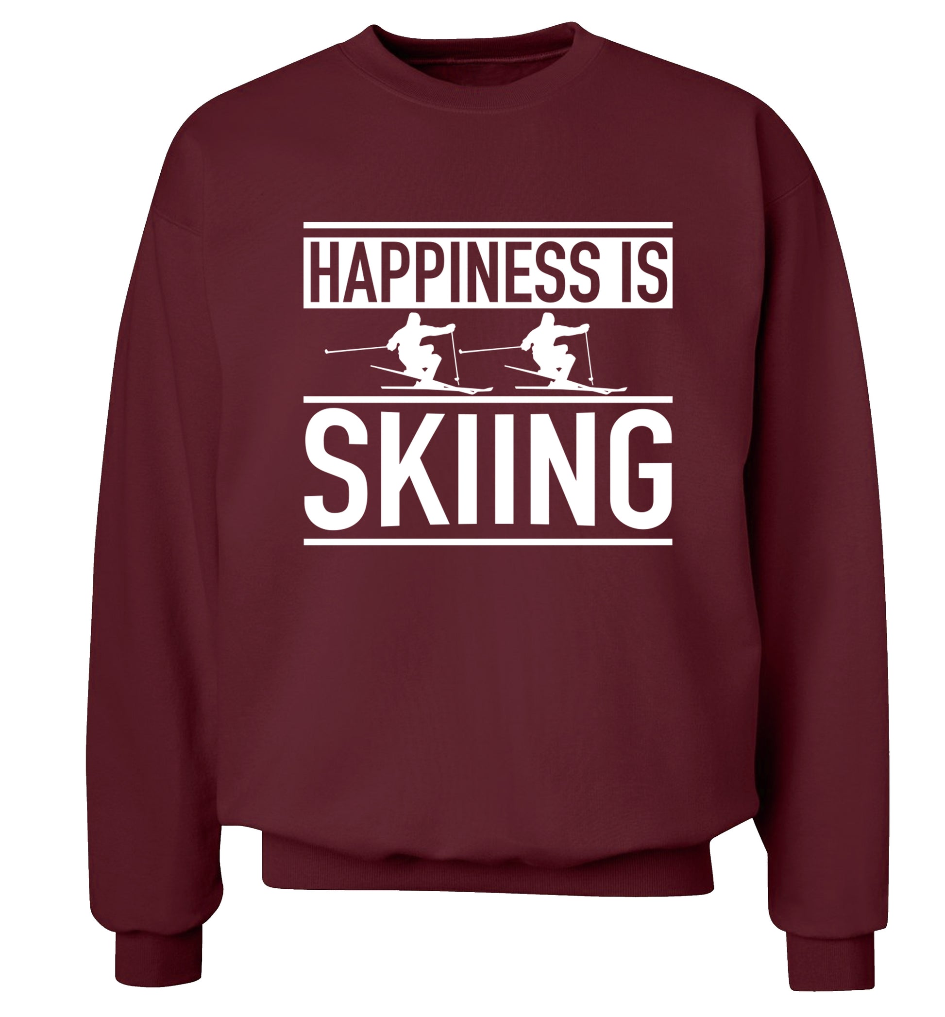 Happiness is skiing Adult's unisexmaroon Sweater 2XL
