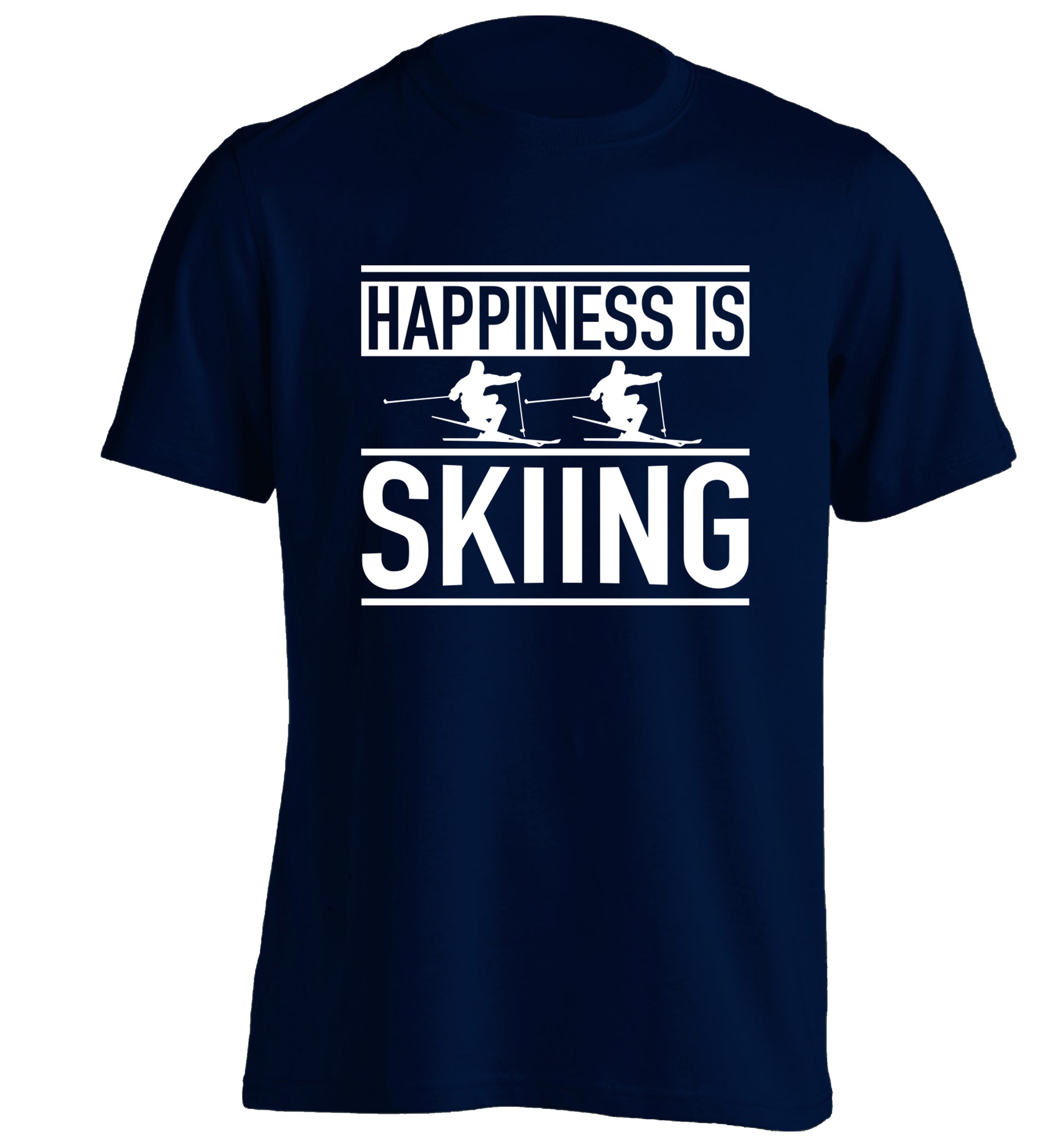 Happiness is skiing adults unisexnavy Tshirt 2XL
