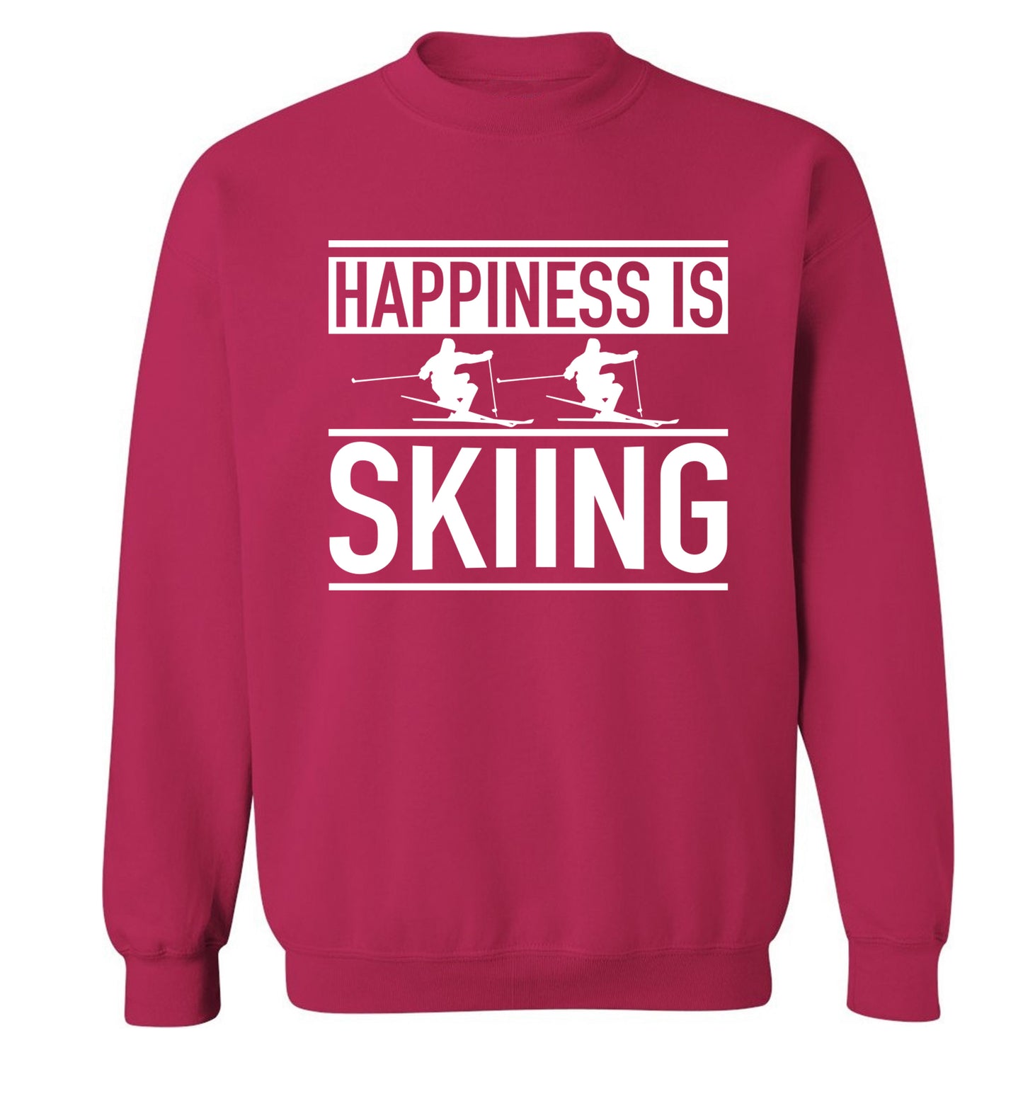Happiness is skiing Adult's unisexpink Sweater 2XL