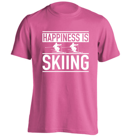 Happiness is skiing adults unisexpink Tshirt 2XL
