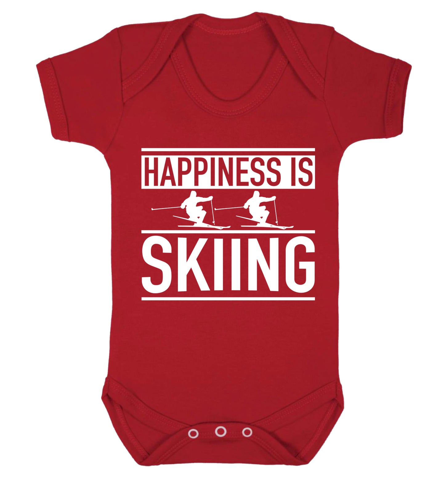 Happiness is skiing Baby Vest red 18-24 months