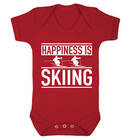 Happiness is skiing Baby Vest red 18-24 months