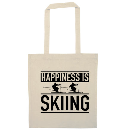 Happiness is skiing natural tote bag
