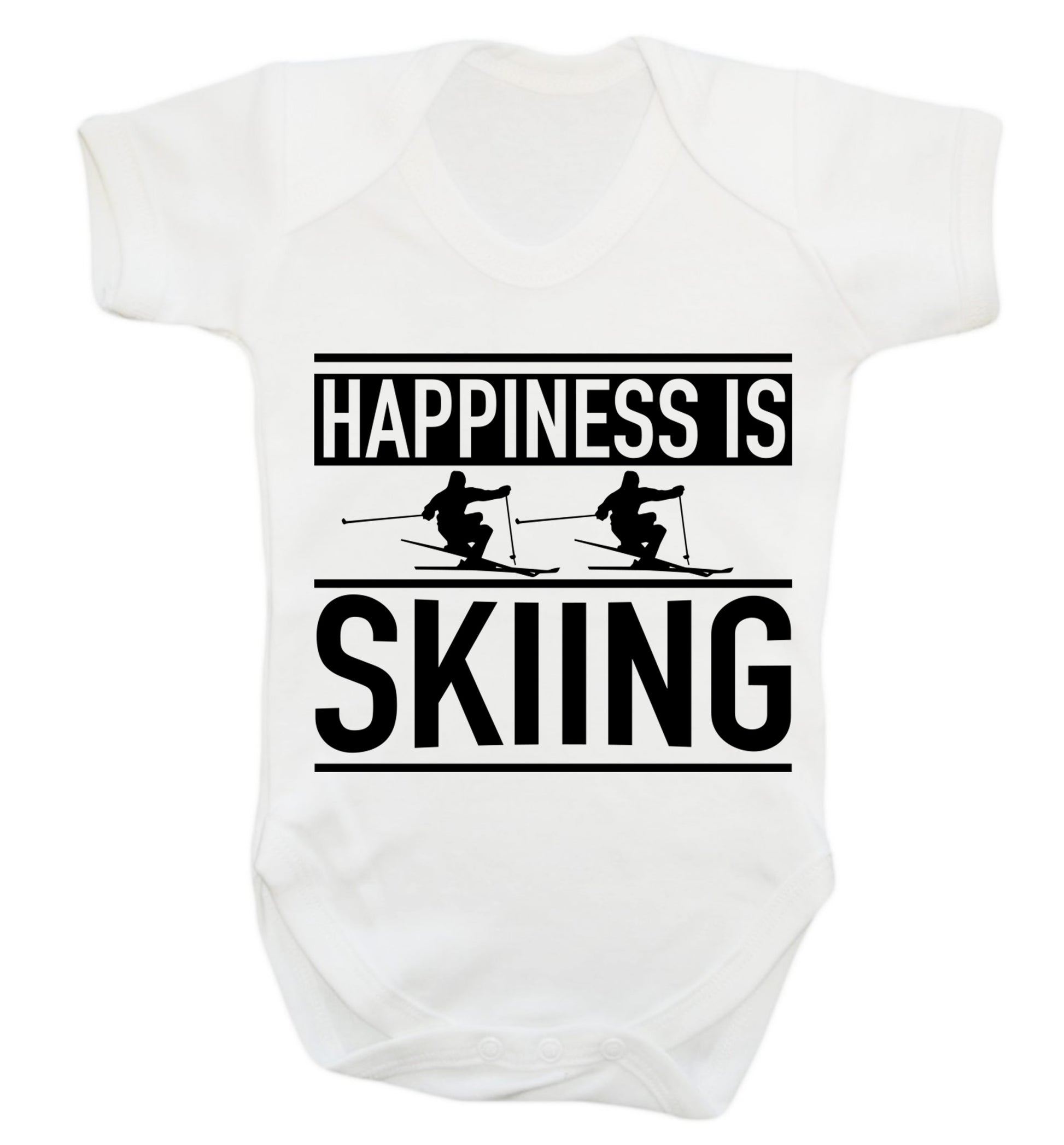 Happiness is skiing Baby Vest white 18-24 months