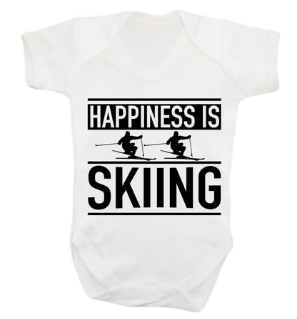 Happiness is skiing Baby Vest white 18-24 months