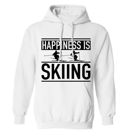 Happiness is skiing adults unisexwhite hoodie 2XL