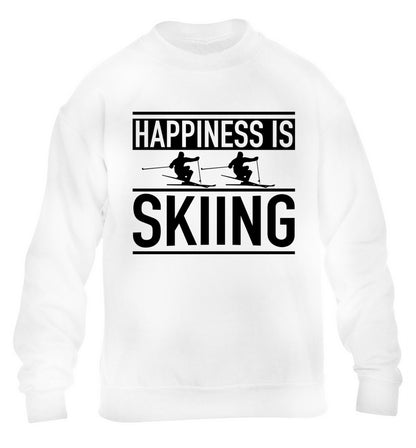 Happiness is skiing children's white sweater 12-14 Years