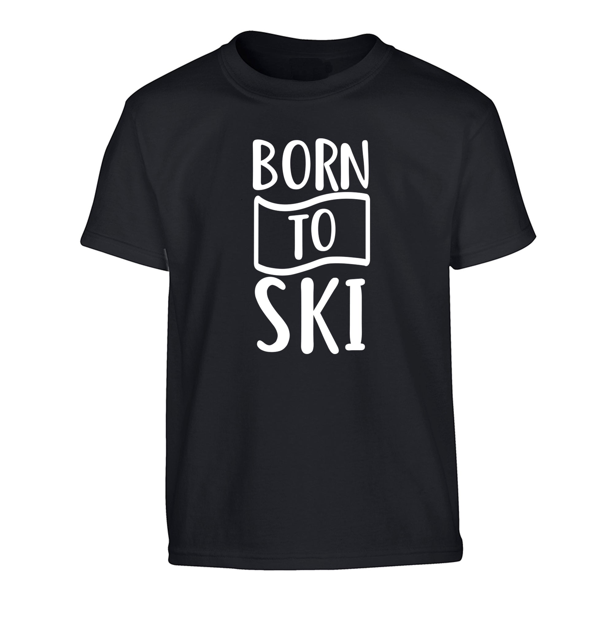 Born to ski Children's black Tshirt 12-14 Years