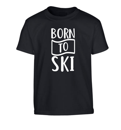 Born to ski Children's black Tshirt 12-14 Years