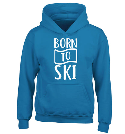 Born to ski children's blue hoodie 12-14 Years