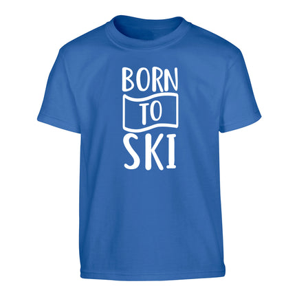 Born to ski Children's blue Tshirt 12-14 Years