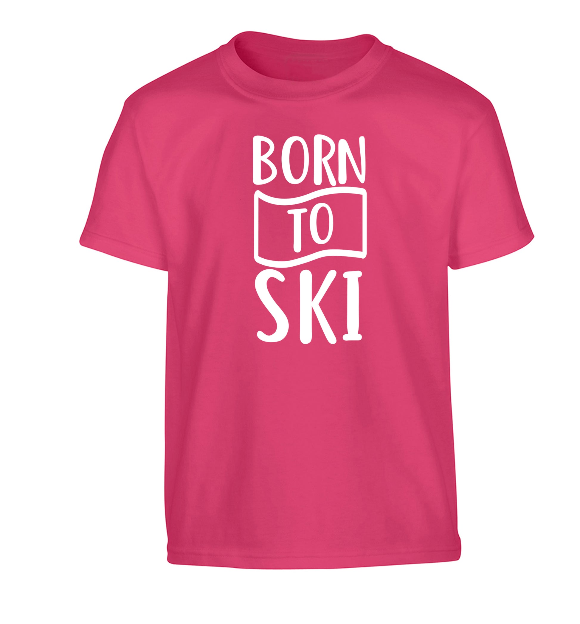 Born to ski Children's pink Tshirt 12-14 Years