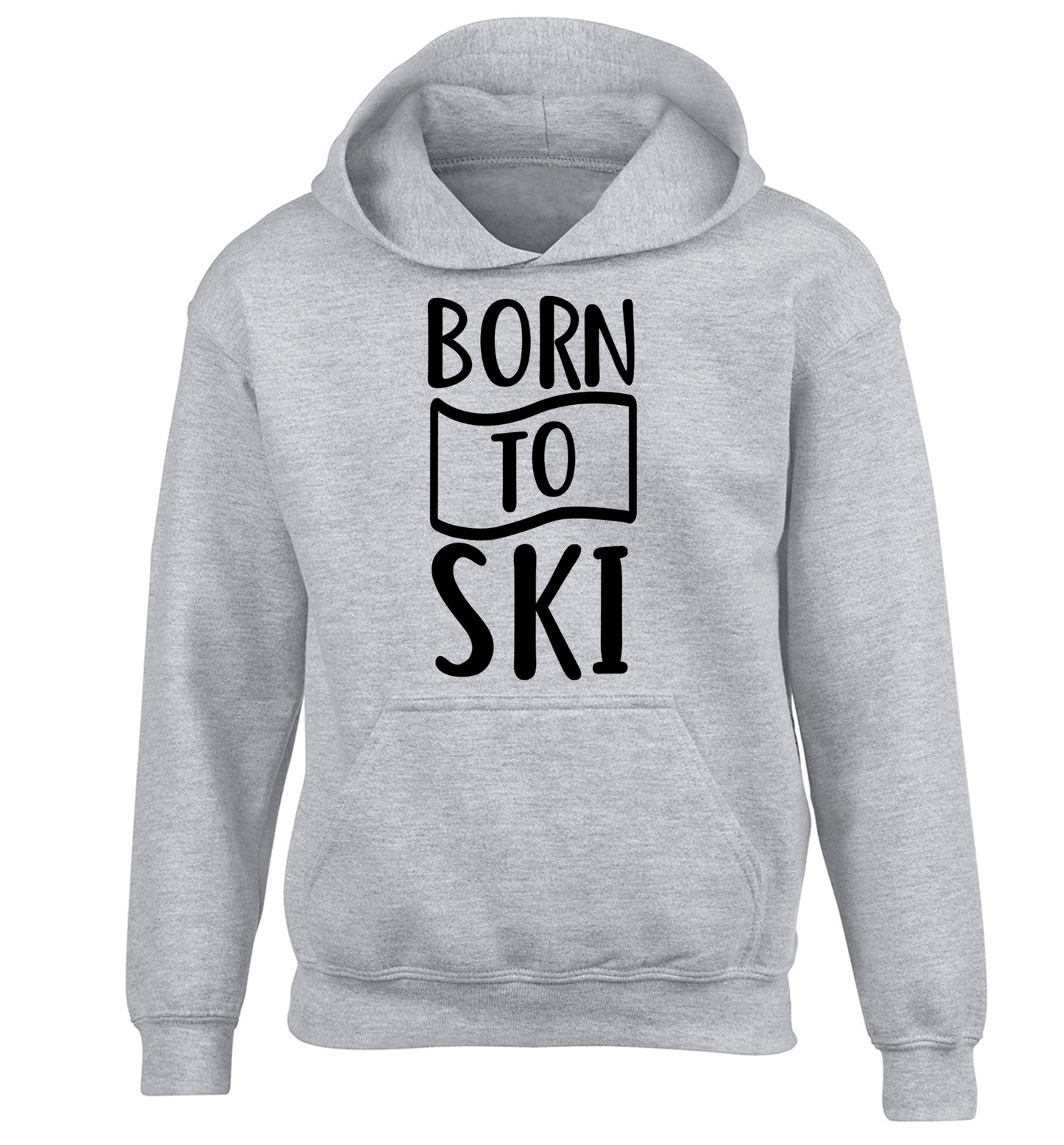 Born to ski children's grey hoodie 12-14 Years