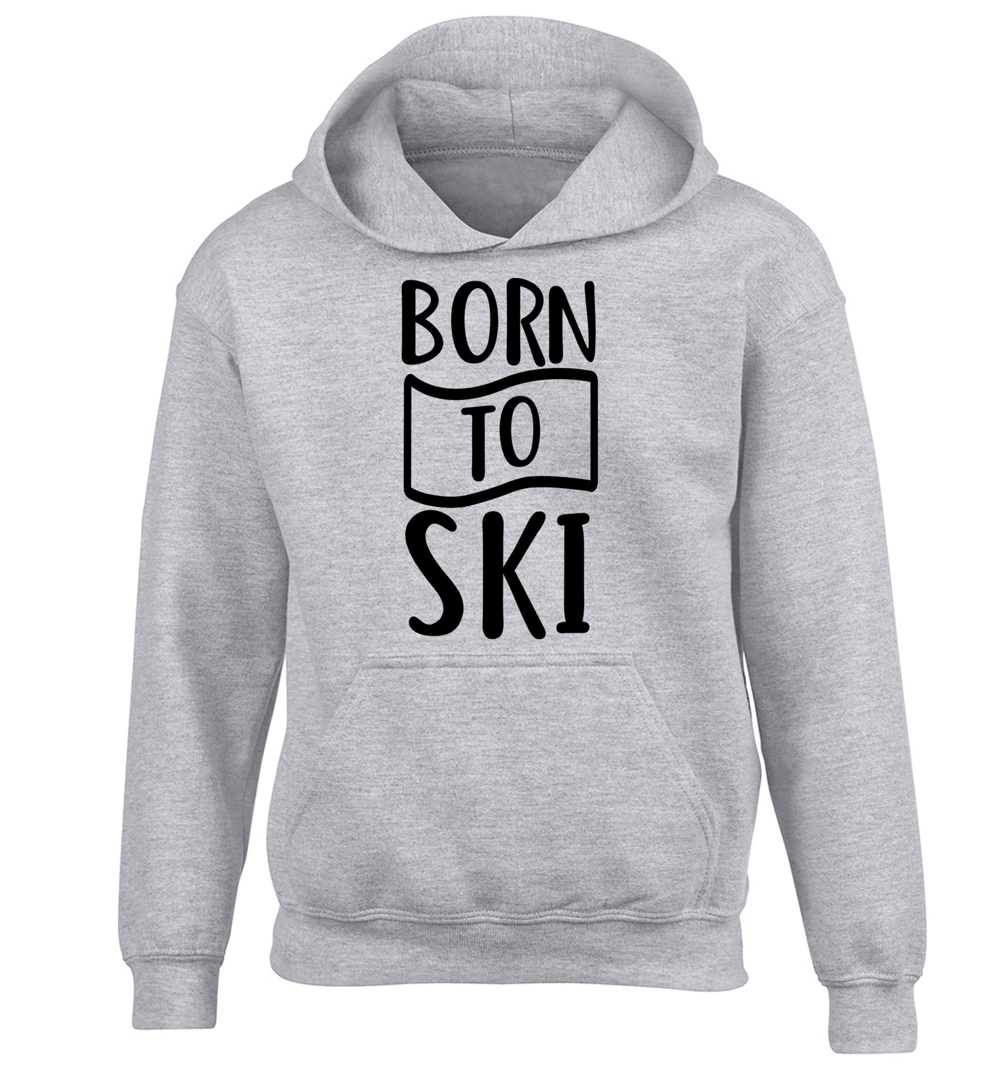 Born to ski children's grey hoodie 12-14 Years