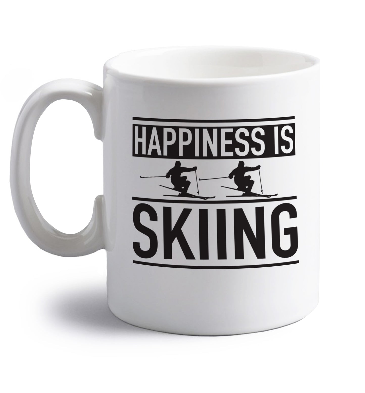 Born to ski right handed white ceramic mug 