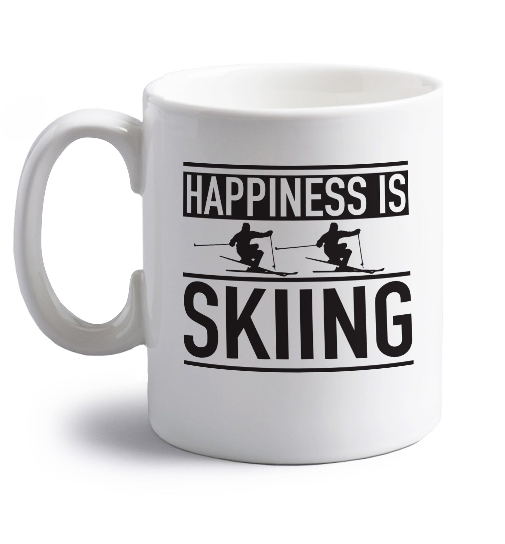 Born to ski right handed white ceramic mug 