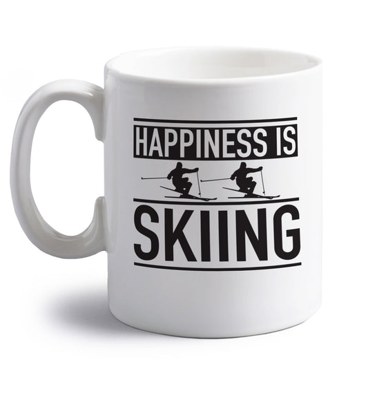 Born to ski right handed white ceramic mug 