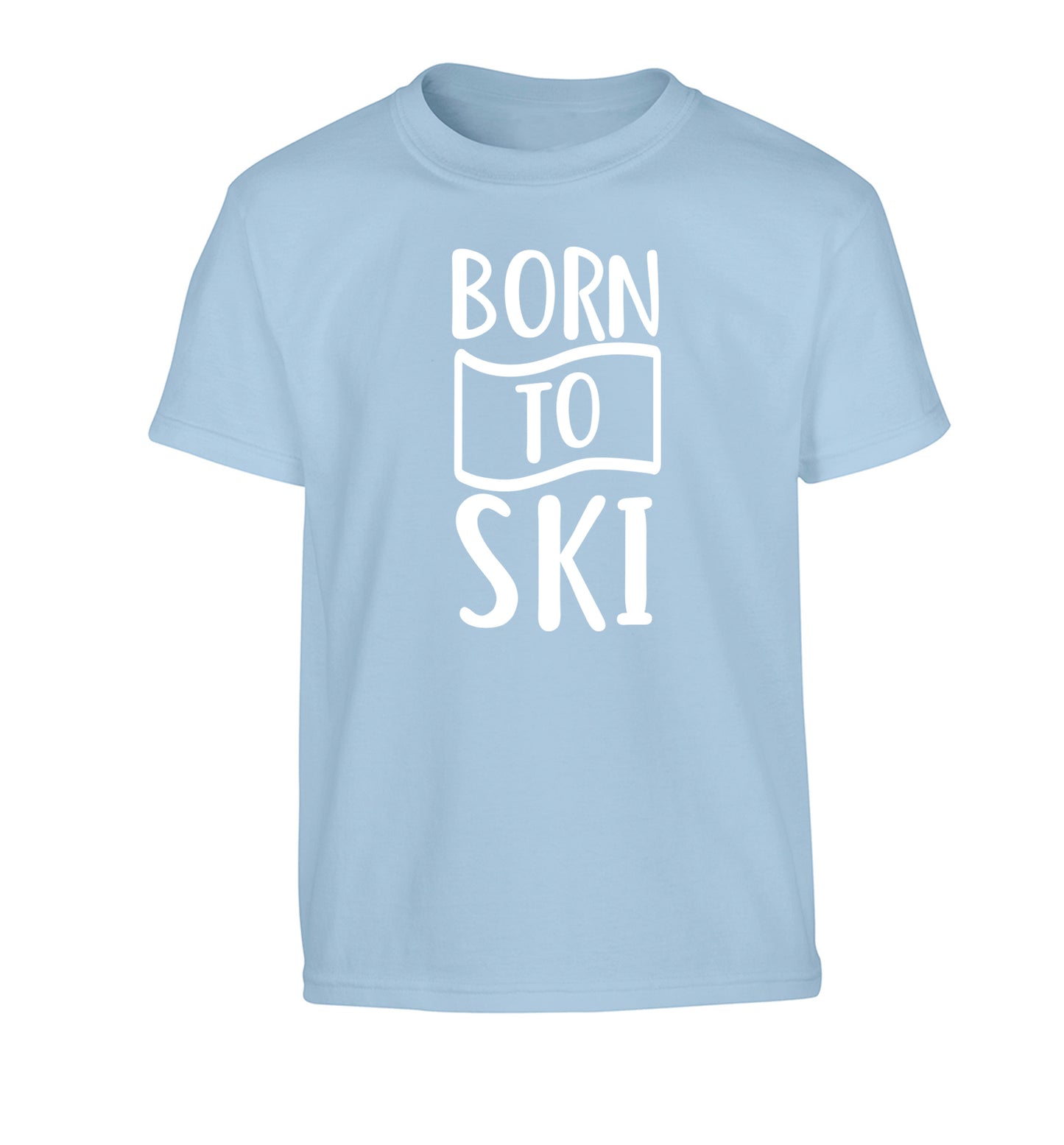 Born to ski Children's light blue Tshirt 12-14 Years