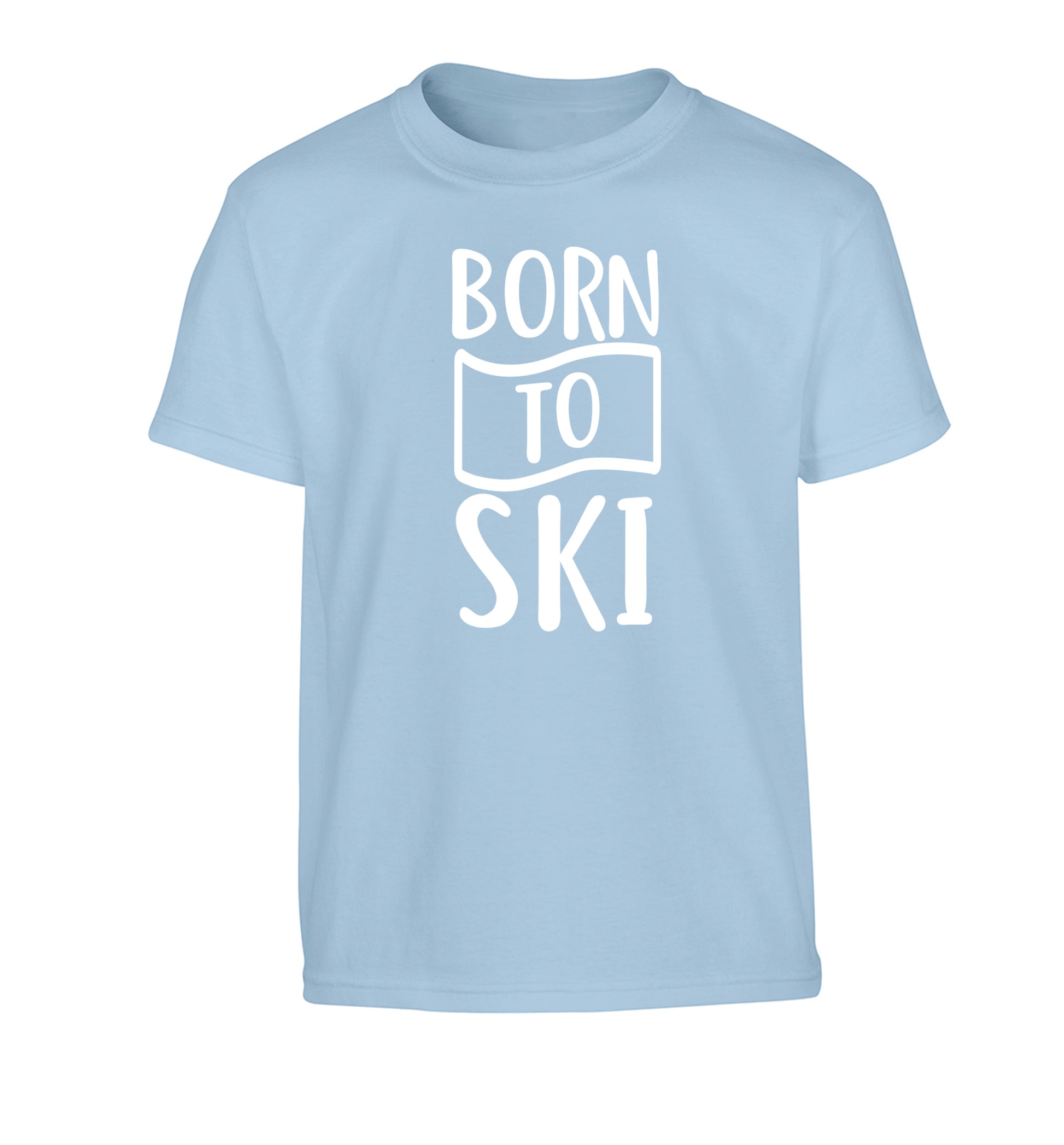 Born to ski Children's light blue Tshirt 12-14 Years